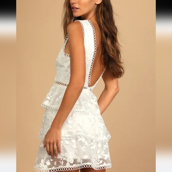 Look So Sweet White Floral Embroidered Organza Mini Dress - Picture 2 of 14